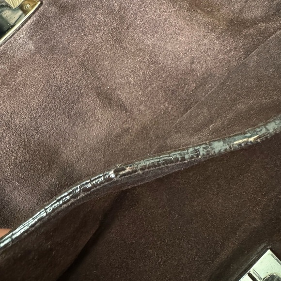 Prada Vintage Scamosciato Brown Suede Shoulder Bag Silver Hardware Push Lock - Picture 16 of 16